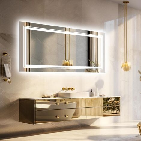LUVODI Espejo Baño con Luz Led Antivaho Inteligente con Doble Tira de Luz, 1000 X 600mm