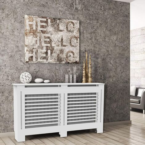 Cubierta de Radiador de Madera de MDF de Color Blanco, 172 x 19 x 92cm Horizontal