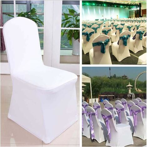 Juego de 10 fundas para sillas de boda elásticas blancas para recepción, cumpleaños, banquetes, fiestas, reuniones, fundas para sillas, comedor, hotel, restaurante