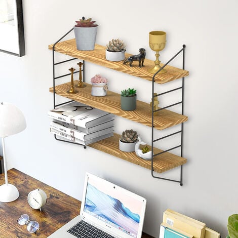 Estante Flotante de Pared Pndustrial de Madera y Metal UNHO