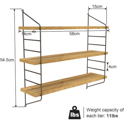 Estante Flotante de Pared Pndustrial de Madera y Metal UNHO