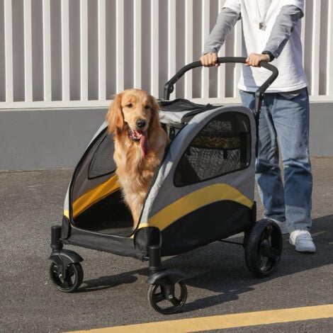  Cochecito para perros extra grande – Cochecito para mascotas para  perros medianos y grandes con 4 ruedas plegable – Asa ajustable y malla  transpirable – Carrito para perros pequeños a grandes