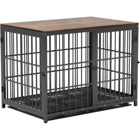 BingoPaw Jaula Perro Metalica con Mesa Madera Cuerpo Conectable, (108x72x81 Negro)
