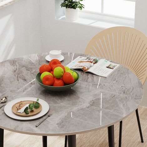 Montary Mesa de comedor redonda moderna de 53 pulgadas, mesa de cocina de  mármol con mesa de piedra sinterizada y diseño de forma cilíndrica, base de