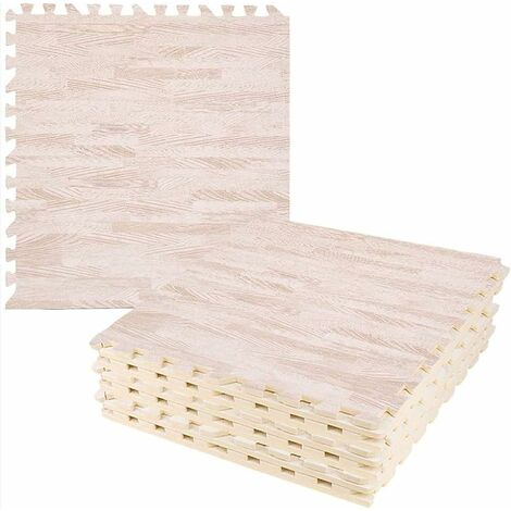12PCS Alfombra de Espuma Eva Imitacion Madera Gimnasio Infantil 60x60cm para Tatami Suelo Goma Gym Bebe Niños, Beige (1/5)