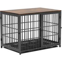 BingoPaw Jaula Perro Metalica con Mesa Madera Cuerpo Conectable, (108x72x81 Negro)