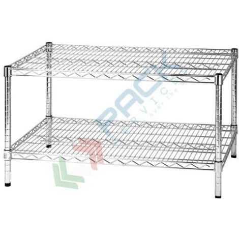 Scaffale Shelving Inc. A 2 Ripiani In Filo Cromato, 61x76 Cm, Portata 362 Kg Per Ripiano, Regolabile - 5