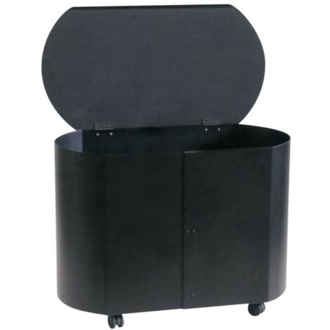 Portapellets acciaio nero con coperchio h.44 l. 62x37 cm. Made in Italy