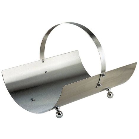 Portalegna acciaio inox h.40 l.50x36 cm. Made in Italy
