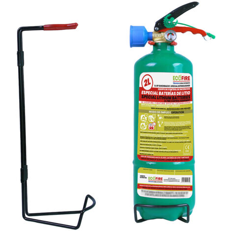 Estintore ecologico 2 lt. Ecofire classi spegnimento A-B-C-D-F-Li-(batterie al litio)  + supporto casa auto lavoro Simonrack