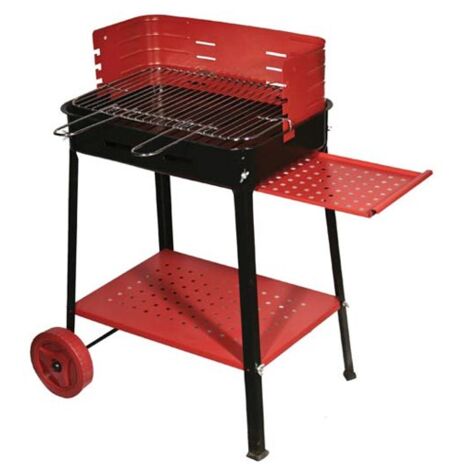 Barbecue Flavia a legna a carbone carbonella fornacella bbq 35x50xh85 cm in ferro verniciato con ruote e griglia in acciaio