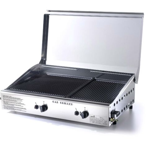 Barbecue Piastra di Cottura doppia a Gas GPL con Accensione Piezoelettrica in ghisa vetrificata Made in Italy (1/2)