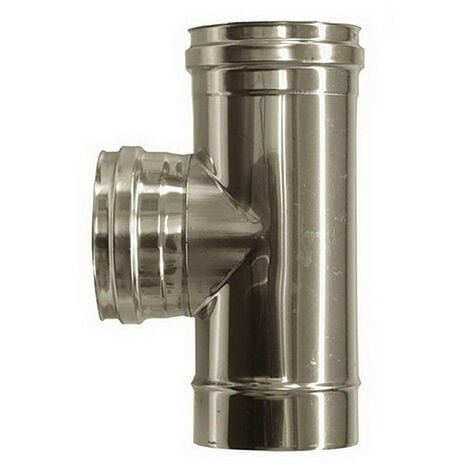 Raccordo T 90 femmina canna fumaria DN 120 tubo acciaio inox 316