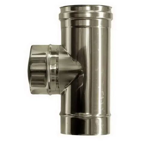 tubo raccordo a tee 90° parete doppia inox, dn 80/130