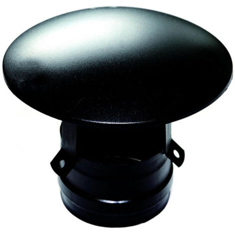 Terminale cappello cinese femmina canna fumaria, tubo 80 mm in acciaio inox verniciato nero pellet