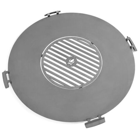 Barbecue Piastra per braciere in acciaio inox da 78 cm con griglia da 36 cm e 4 manici