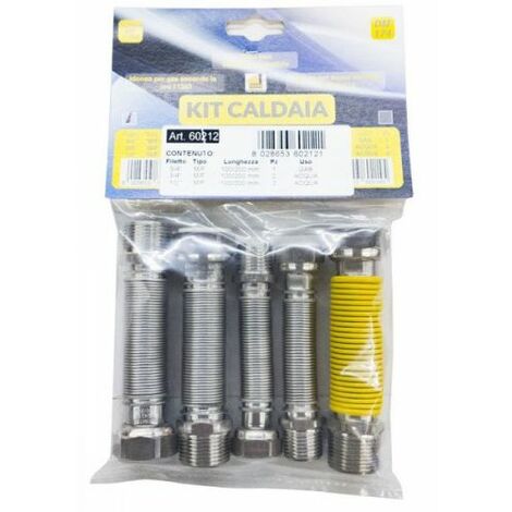 Kit tubi flessibili estensibili caldaia acciaio inox 100 200 gas 3/4 mf uni 11353 2 1/2 mf 2 3/4"mf acqua