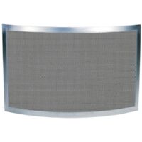 Parascintille camino acciaio inox curvo con rete nera h.48x75 cm. Made in Italy