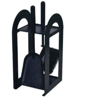 Porta atttrezzi camino mini acciaio nero 2 accessori h. 40 l. 17 x 18 cm. Made in Italy