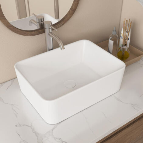 Vasque à poser rectangulaire en céramique blanche 40 x 30 x 13 cm – Résistante aux écaillures et facile à nettoyer – ERIVB011 – Eridanus