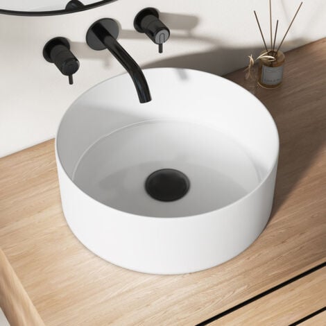 Vasque Poser Lavabo de salle de bain Céramique Carrée Blanc - 41,5 x 41,5 x 15cm, ERI-VB-031