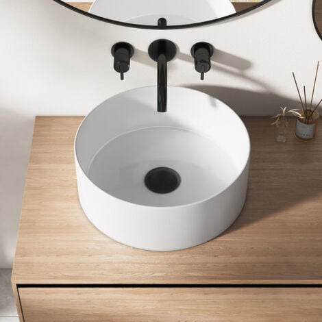 Vasque Poser Lavabo de salle de bain Céramique Carrée Blanc - 41,5 x 41,5 x 15cm, ERI-VB-031