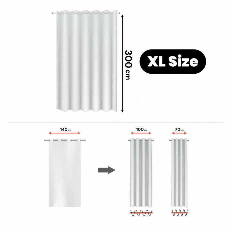 Tenda filtrante Effetto Lino con Occhielli o Nastro, misura xxl, Bianco  Occhielli, 140 x 300cm