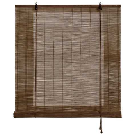 Tenda a Rullo In Bambù Naturale, Marrone scuro, 60 x 175cm