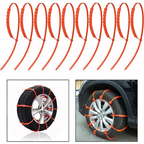 10 pcs Chaînes à Neige de Tire Voiture, Chaînes Antidérapant, Tire Chaînes pour Voiture de Extérieure，Convient aux pneus de 14 à 24 pouces