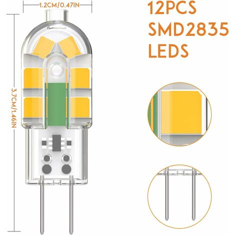 Ampoule G4, Ampoule G4 LED 2W 200LM, Équivalent 20W G4 Ampoule Halogène, Blanc Chaud 3000K, AC/DC 12V, Sans Scintillement, Non Dimmable, Lot de 10