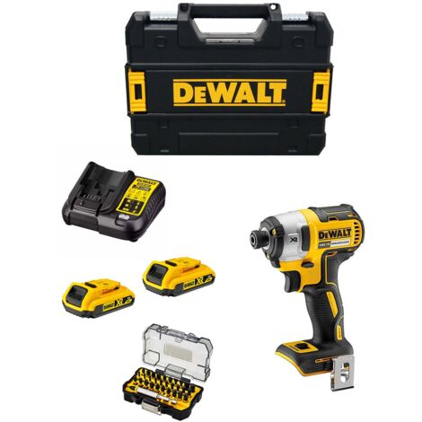 Dewalt avvitatore ad impulsi  dcf887d2t (2 x 2,0 ah + dcb107 + tstak ii) + set di 32 bits avvitamento impact torsion 8435587922681