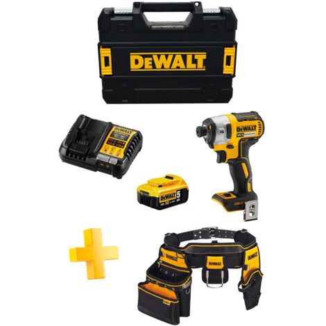 Avvitatore ad Impulsi DeWALT DCF887P1T (1 x 5,0 Ah + DCB1104 + TSTAK II + Cintura portautensili DWST1-75552)