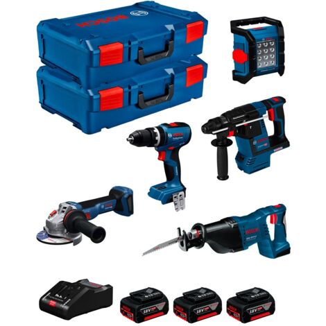 Set professionale Bosch GSB+GBH+GWS+GSA+GLI+3x5+GAL, 3x 5,0 Ah e caricabatterie in XL-BOXX