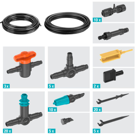 GARDENA Kit irrigazione a goccia: set completo per irrigare fino a 30 piante in vaso Micro-Drip-System (13400-20)