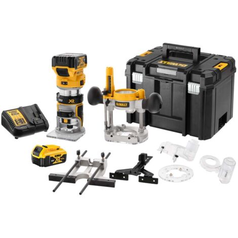 DeWalt DCW 604 P2 fresa combinata a batteria 18V 55 mm + 2x batteria 5.0Ah + caricabatterie + TSTAK