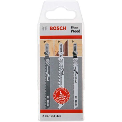 Set di 15 Lame per seghetto alternativo per legno BOSCH (2 607 011 436)