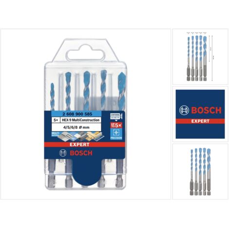 Bosch Accessories EXPERT MultiConstruction HEX-9 2608900585 Kit punte multiuso 5 parti 4 mm, 5 mm, 6 mm, 8 mm Alberino