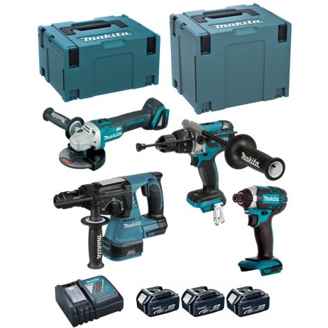 MAKITA Kit DLX4050TJ (DHP481 + DTD152 + DHR243 + DGA504 + 3 x 5,0 Ah + DC18RC + MAKPAC 3 + MAKPAC 4) (1/5)