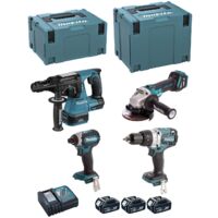 Makita DLX4158TJ Set 4 elettroutensili 18 V con batterie