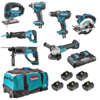 MAKITA Kit DLX7013PT1 (DDF482 + DGA504 + DHR202 + DJR186 + DJV180 + DSS610 + DTD152 + 5 x 5,0 Ah + DC18RD + LXT600)