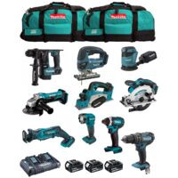 Makita kit mk1003 (dhp482+ dtd152+ dhr171+ dga452+ djr183+ dbo180+ djv180+ dss610+ dml815+ dkp180+ 3x3,0ah + dc18rd+ 2xlxt600) 8435587926009