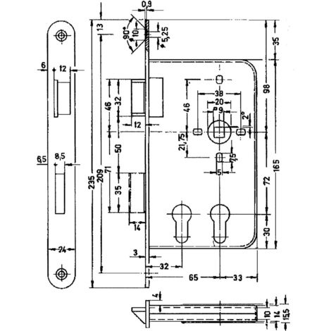 Einstemmschloss BMH 1015 PZW/2 - Edelstahl Für Schließanlagen