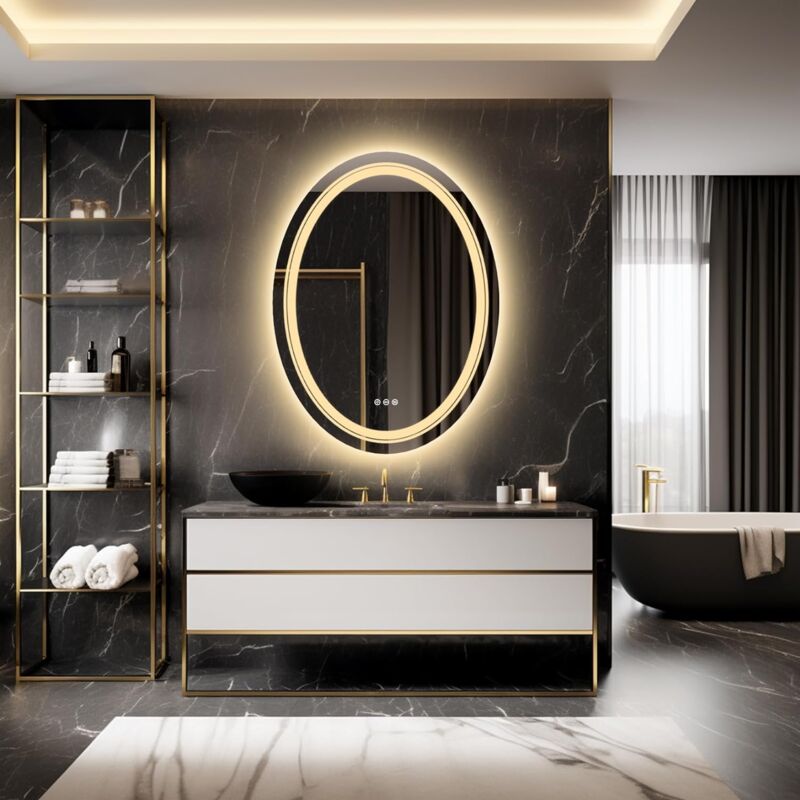 Specchio da bagno con LED Specchio Bagno Retroilluminato e Frontale Luce  Ovale Specchio bagno con Led da parete Touch, Anti-appannamento, Funzione  Memoria - 50x70cm
