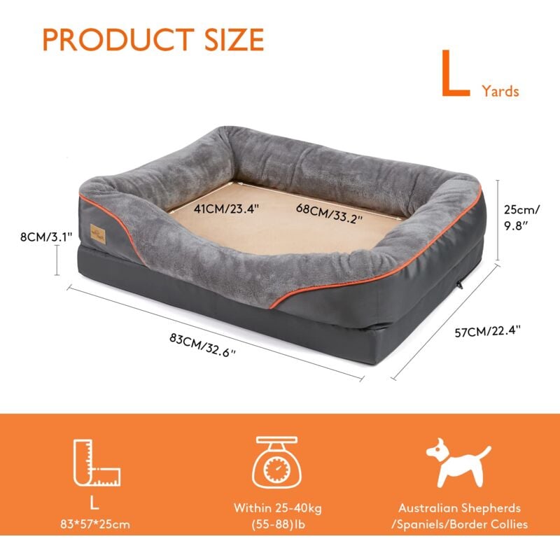 JOYELF XLarge letto per cani in memory foam, letto per cani ortopedico e  divano con rivestimento rimovibile e lavabile cuccia per cani di taglia