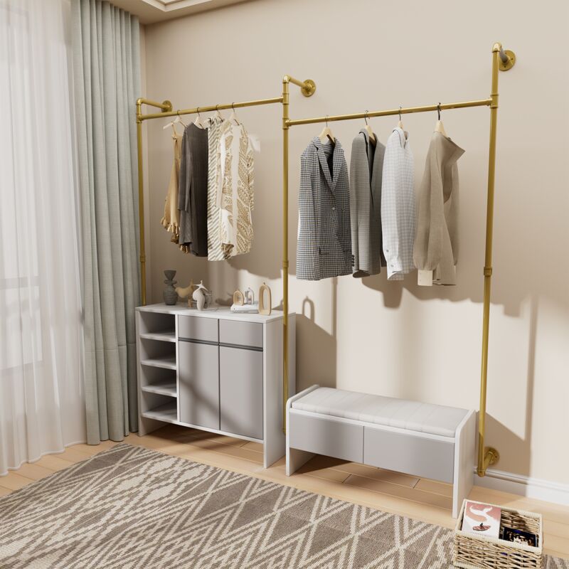 appendiabiti stand Montaggio A Parete Espositore Per Vendita Al Dettaglio Di Abbigliamento Tubo Industriale Barra Appendiabiti Per Vestiti Porta Abiti Per Corridoio/ingresso Carico Massimo 135 Libbre