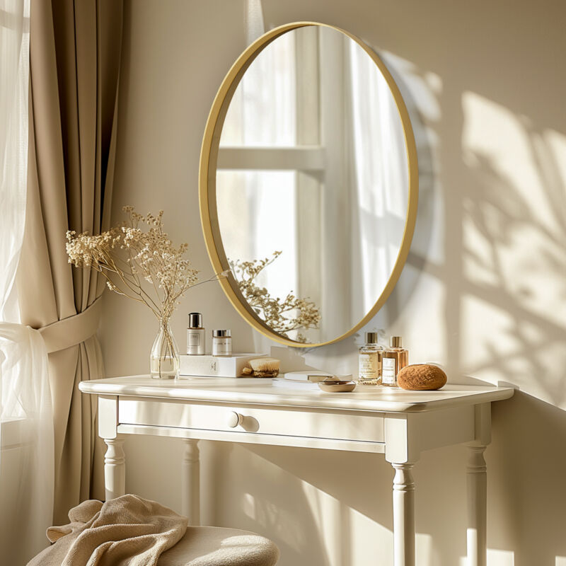 Specchio Da Parete Dorato Ad Arco 61x91 Cm - Varsoul Design Vintage Per Soggiorno E Ingresso - 4