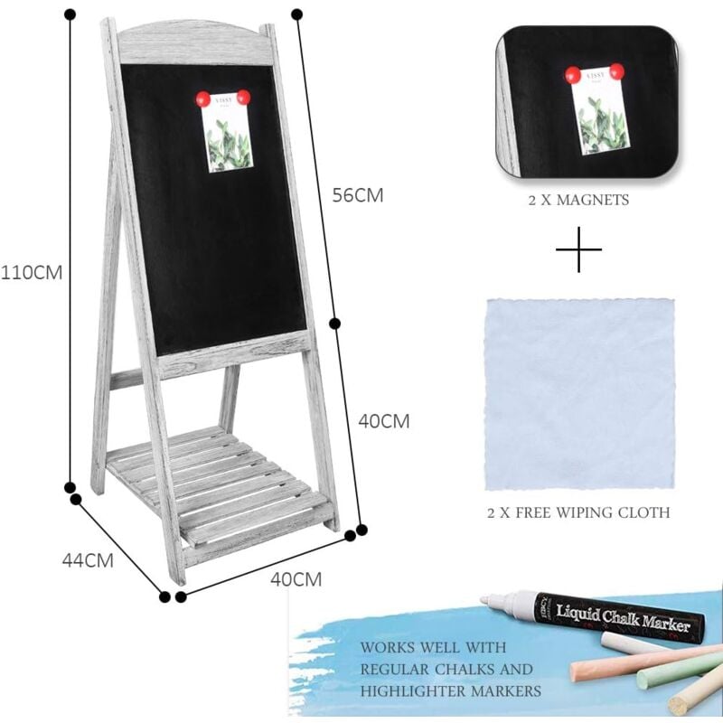 UNHO Lavagna in legno con cavalletto, lavagna nera con cavalletto Lavagna  da Esterno per bar Lavagne per presentazioni con telaio autoportante e