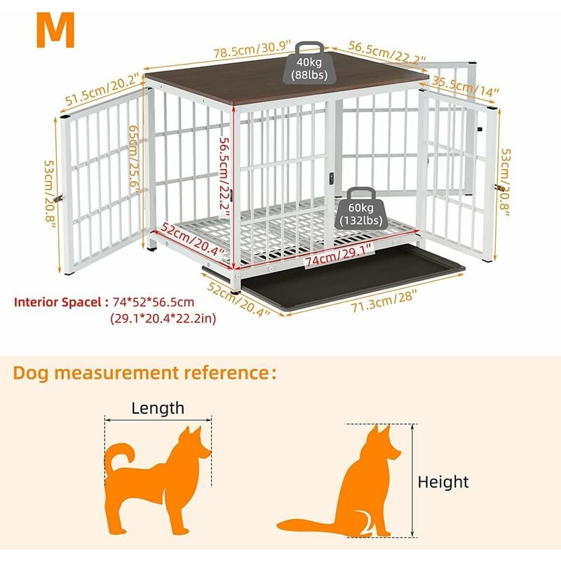 Kennel per con Ruote Anti-morso, Grande Gabbia Pieghevole, con 3 Ante E  Vassoio Estraibile, per Uso Interno Ed Esterno, per Cane Cani di Taglia