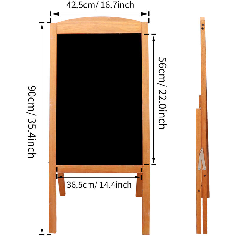 UNHO Lavagna in legno con cavalletto, lavagna nera con cavalletto Lavagna  da Esterno per bar Lavagne per presentazioni con telaio autoportante e