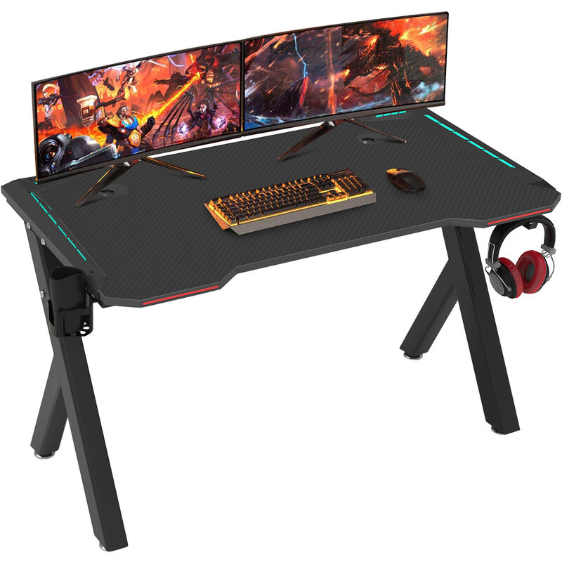 FATIVO Scrivania Gaming LED RGB Postazione Gaming Scrivania da Gaming Desk  Portabicchieri Gancio per le cuffie Scrivania da Gioco 100cm Grande  Scrivania Gaming Pc Portatile Tavolo da Gaming : : Casa e